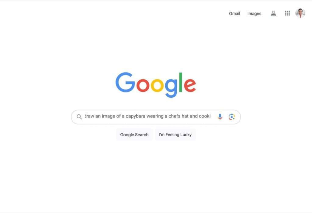 نوار جستجوی گوگل به قابلیت ساخت تصویر با هوش مصنوعی