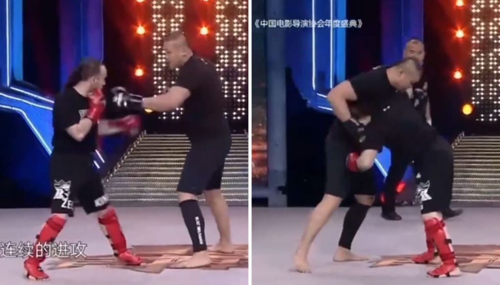 مسابقه‌ی یک کونگ‌فو کار و مبارز حرفه‌ای سنگین وزن MMA + ویدیو