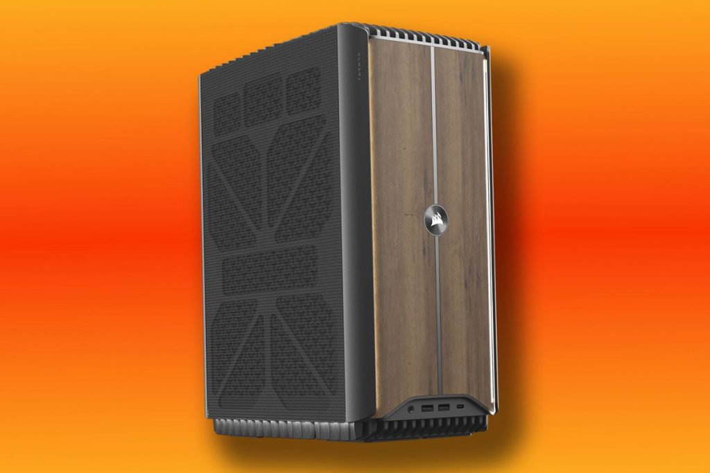 کامپیوتر تازه کورسیر با پنل چوبی و سیستم خنک‌کننده مایع