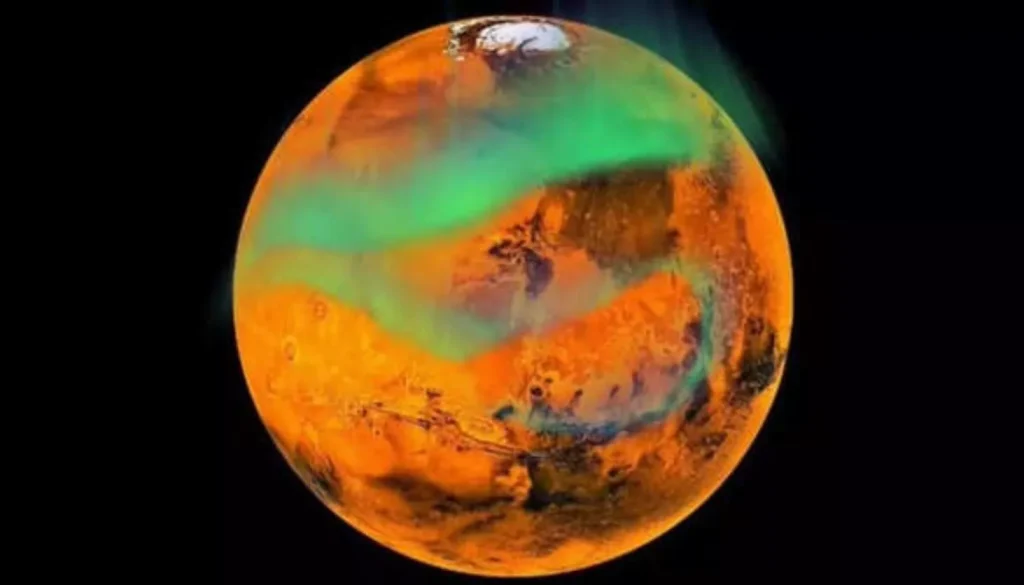 مریخ‌نورد استقامت ناسا از شفق‌ قطبی سیاره سرخ عکس گرفت آفتاب.webp